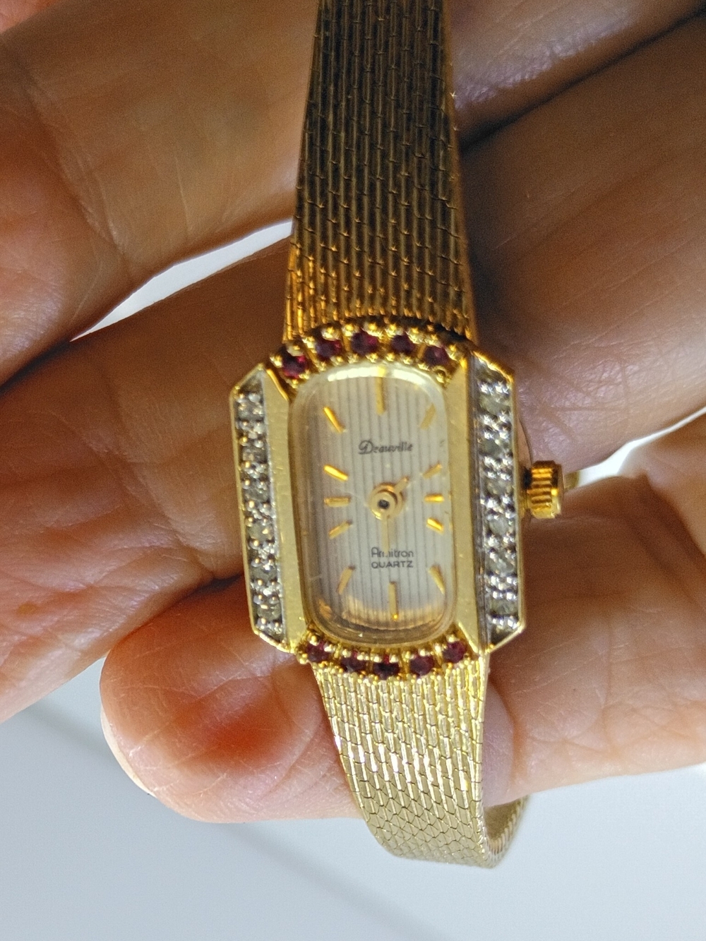 Deauville Armitron Quartz Diamond And Ruby Chip Watch